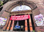 An SBI branch wears a deserted look in Kolkata.  PTI