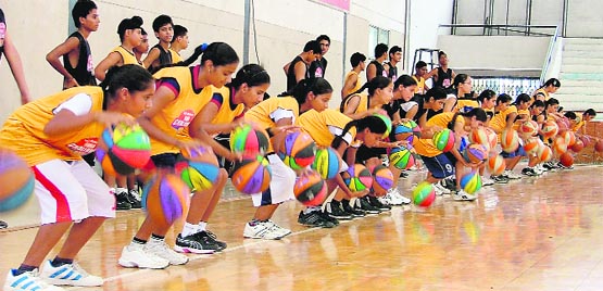 Players during a practice session in Ludhiana. Photo: Inderjeet Verma