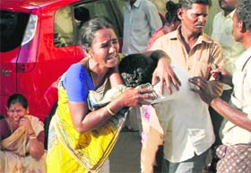 Relatives of the victims outside the government hospital in Madurai on Wednesday