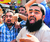 People protest against the anti-Islam film in Srinagar.