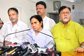 West Bengal Chief Minister and Trinamool Congress supremo Mamata Banerjee interacts with the media in Kolkata on Wednesday