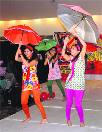 Students of the INIFD take part in a ramp show during a freshers’ party in Chandigarh.