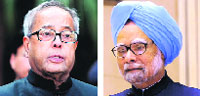 Pranab Mukherjee and Manmohan Singh