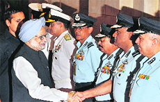 PM Manmohan Singh at the commanders conference in New Delhi. 