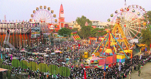 An aerial view of Daresi ground in Ludhiana on the occasion of Dasehra on Wednesday.