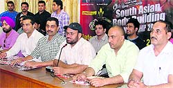 Organisers of Mr South Asia Bodybuilding Championship address a press confreance in Ludhiana