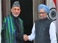 PM Manmohan Singh and Afghanistan President Hamid Karzai in New Delhi