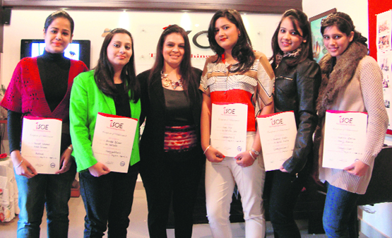 The fresh graduates of the International School of Etiquette in Ludhiana.