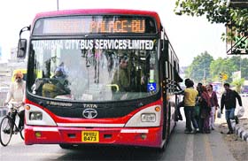 A low floor non-AC bus plies in Ludhiana