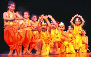Students present a colourful programme to mark the annual day of Manav Mangal High School in Sector 21, Chandigarh, on Sunday