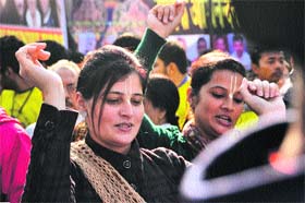 Divine pursuit: Devotees take part in the Lord Jagannath rath yatra in Ludhiana on Sunday