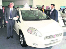 Enrico Atanasio, MD of Fiat Group, and Rishi Dada (right), MD of Dada Motors, during the inauguration of Fiat dealership in Ludhiana on Monday.