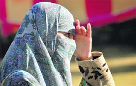 Rooted in tradition: A member of a delegation from Pakistan wearing a burka at the PAU in Ludhiana
