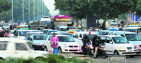 Matka Chowk roundabout dividing Sectors 10/17