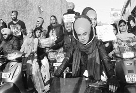Students take out a rally to spread awareness on crime against women in Mohali on Friday.