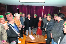 Virbhadra Singh at the Congress Legislature Party meeting in Shimla on Saturday