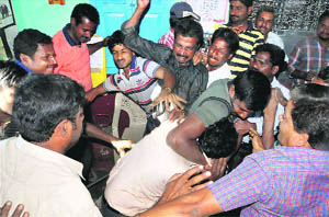 People beat up the principal of a government school for allegedly sexually harassing a Class VII girl in Chikmagalur in Karnataka on Wednesday.