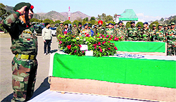 The bodies of the two soldiers of the Army in Rajouri before being taken to their native places for last rites