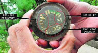 Pakistani landmines detected in Indian territory along the LoC in Poonch. 