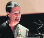 AICC president Sonia Gandhi at the opening day of the partys Chintan Shivir in Jaipur on Friday.  PTI