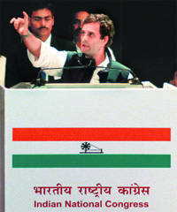 Congress vice-president Rahul Gandhi at the AICC session in Jaipur on Sunday.