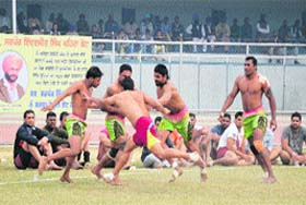 A match in progress at the stadium