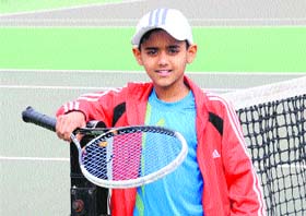Rishabh Sharda, an upcoming tennis player of Chandigarh, at the CLTA, Sector 10