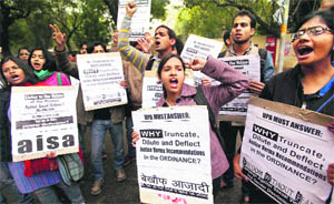 Protesters demand tougher rape laws in New Delhi. 