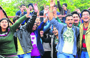 Students of the chemical engineering department hold a road show a day before the Cyanide fest at Panjab University in Chandigarh on Wednesday.