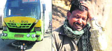 crushed punjab roadways persons bus death two tribune breaks victims father village near down