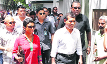 Former President of Maldives Mohamed Nasheed enters the Indian Embassy in Male on Wednesday.  AFP
