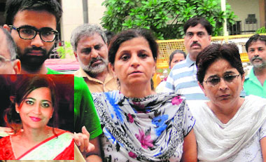 A file photo of Anuradha Sharma, mother of Geetika (inset)