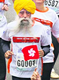 Fauja Singh after his last race in Hong Kong