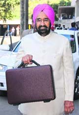 Haryana Finance Minister HS Chattha arrives to present the Budget on Friday.