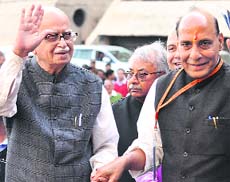 BJP leader LK Advani with party chief Rajnath Singh 