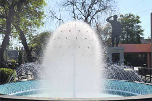 Beautification drive A fountain has been installed in front of Shaheed Nirmaljit Singh Sekhon's statue at Mini-Secretariat in Ludhiana.