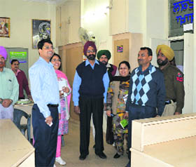 Ludhiana Deputy Commissioner Rahul Tiwari inspects a branch at the Mini Secretariat in Ludhiana on Monday.