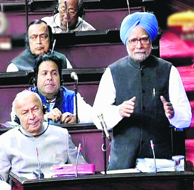 PM Manmohan Singh speaks in the Rajya Sabha on Wednesday.