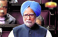 Prime Minister Manmohan Singh speaks in the Rajya Sabha on Friday