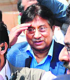 Pervez Musharraf outside the Sindh High Court in Karachi on Friday.