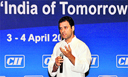 Congress vice-president Rahul Gandhi at the CII plenary session in New Delhi on Thursday