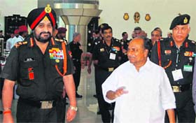 Defence Minister AK Antony with Army Chief General Bikram Singh in New Delhi on Monday
