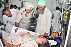 An injured Akali activist admitted to Guru Gobind Singh Medical College and Hospital, Faridkot, after a clash on Tuesday.