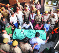 The minor rape victim being shifted to a hospital in New Delhi.