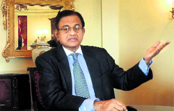 Union Finance Minister P Chidambaram addresses a press conference in Washington.