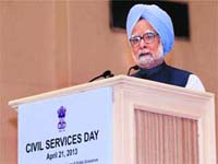 The PM addresses a gathering on Civil Services Day in New Delhi on Sunday