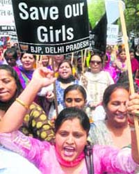 Women protest in New Delhi on Sunday