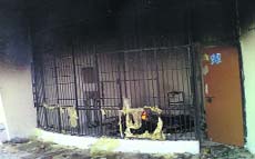 A portion of the burnt-down Faridkot jail. Tribune photo