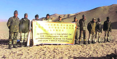 Indian troops during a banner drill on China border.