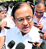 P Chidambaram talks to mediapersons on the finance bill in New Delhi on Tuesday
